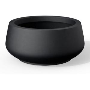 imageKante 169quot Dia Round Concrete Bonsai Planters Outdoor Indoor Garden Plant Pot with Drainage Hole for Home Patio Garden Weathered ConcreteBlack