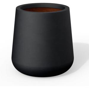 imageKante Large Round Concrete Planter 173quot Dia ClassicStyle Plant Pot with Drainage Hole Ideal for Home Patio Garden Flowers Trees Weathered Concrete Finish with Warm Brown InteriorBlack
