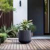 imageKante 130quot Dia Round Fluted Concrete Planter Large Plant Pot with Drainage Smooth Black Finish with Warm Brown Interior for Indoor and Outdoor UseCharcoal