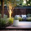 imageKante 130quot Dia Round Fluted Concrete Planter Large Plant Pot with Drainage Smooth Black Finish with Warm Brown Interior for Indoor and Outdoor UseWhite
