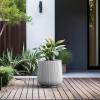 imageKante 130quot Dia Round Fluted Concrete Planter Large Plant Pot with Drainage Smooth Black Finish with Warm Brown Interior for Indoor and Outdoor UseWhite