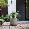imageKante 130quot Dia Round Fluted Concrete Planter Large Plant Pot with Drainage Smooth Black Finish with Warm Brown Interior for Indoor and Outdoor UseWeathered Concrete