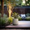 imageKante 130quot Dia Round Fluted Concrete Planter Large Plant Pot with Drainage Smooth Black Finish with Warm Brown Interior for Indoor and Outdoor UseWeathered Concrete