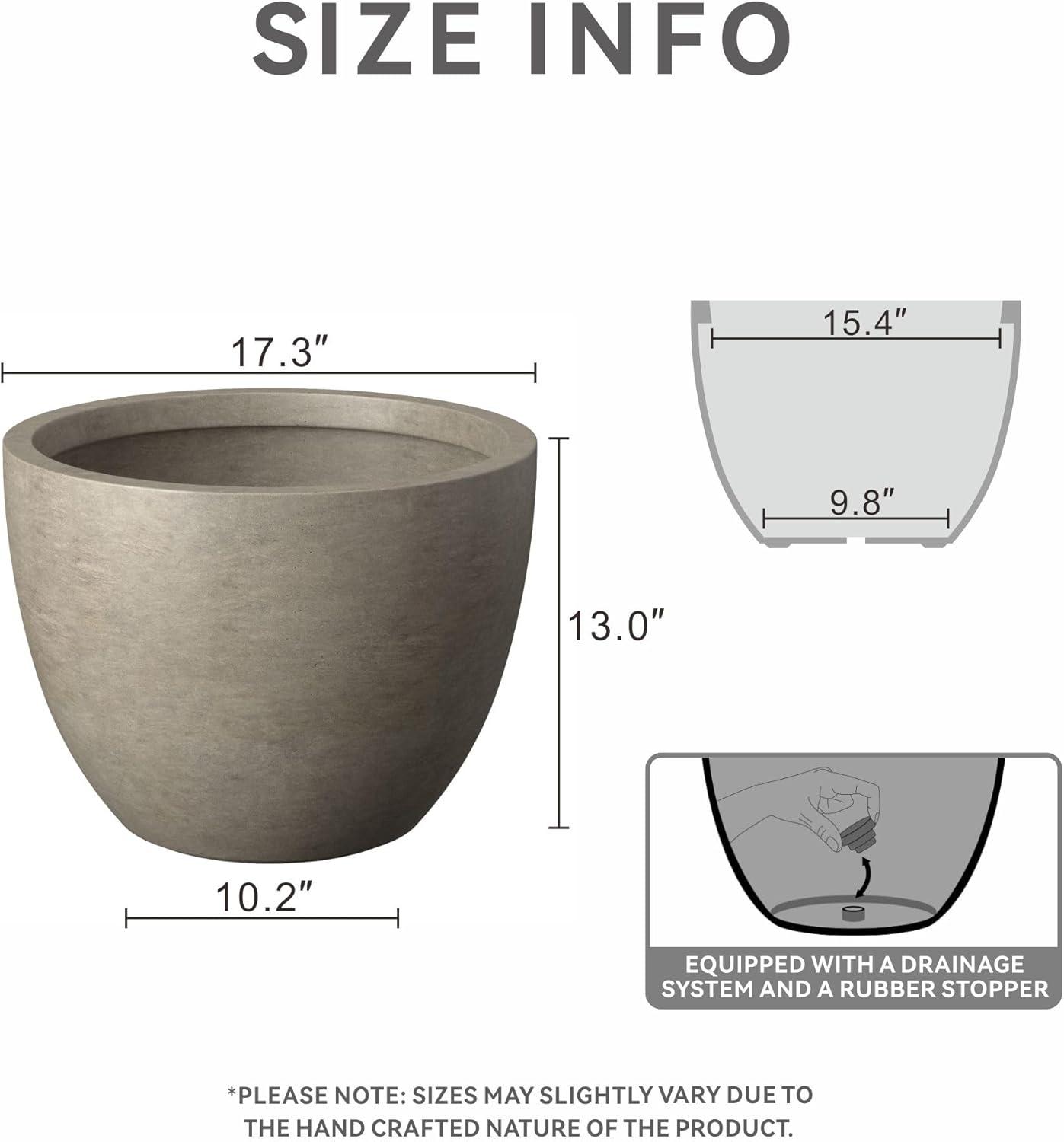 imageKante 142 Inch Round Concrete Planter  Classic Large IndoorOutdoor Plant Pot with Drainage Hole and Rubber Plug Suitable for Gardens and Patios White Finish with Aqua Blue InteriorWeathered Concrete