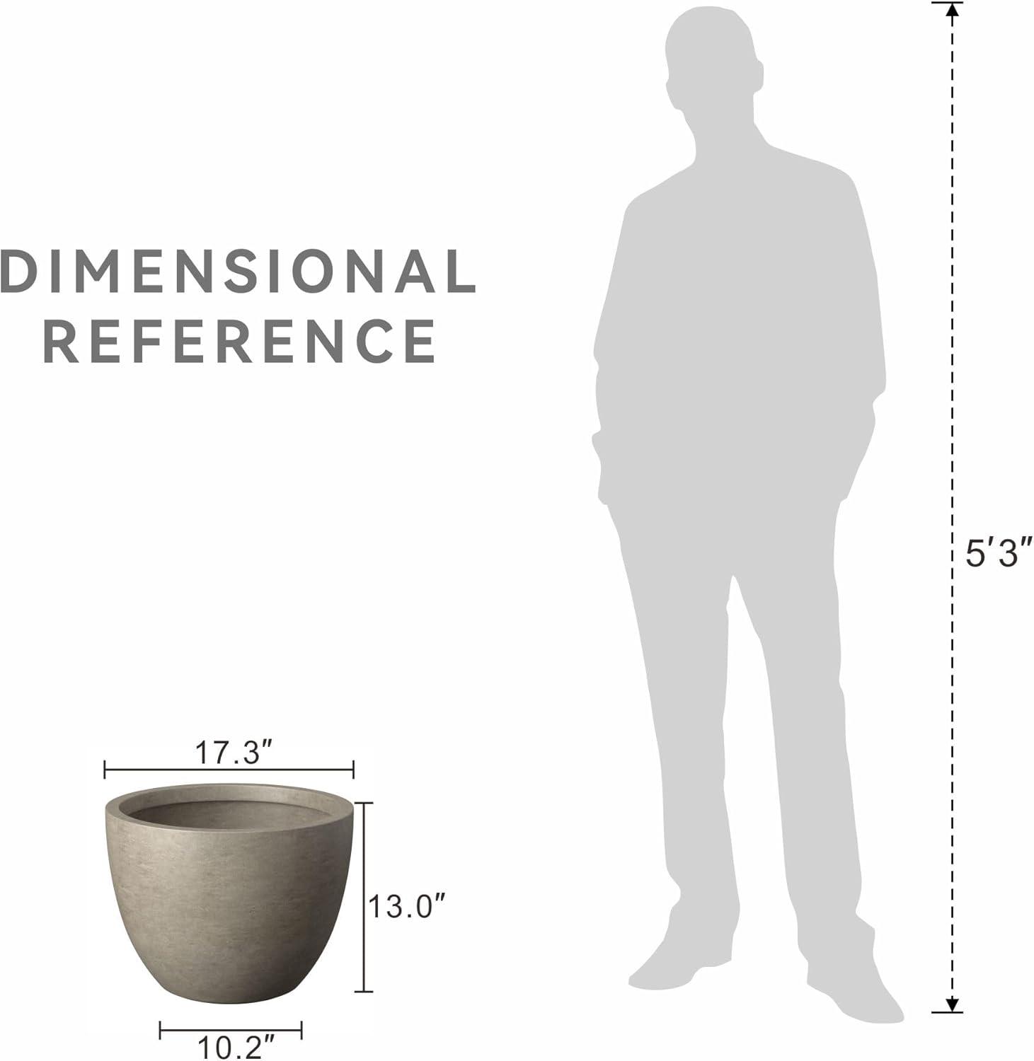 imageKante 142 Inch Round Concrete Planter  Classic Large IndoorOutdoor Plant Pot with Drainage Hole and Rubber Plug Suitable for Gardens and Patios White Finish with Aqua Blue InteriorWeathered Concrete