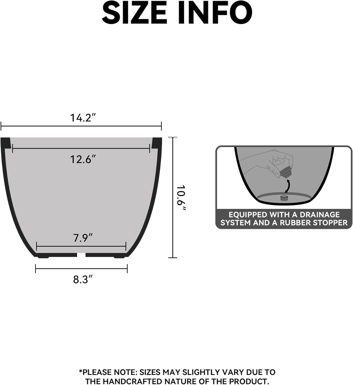 imageKante 142 Inch Round Concrete Planter  Classic Large IndoorOutdoor Plant Pot with Drainage Hole and Rubber Plug Suitable for Gardens and Patios White Finish with Aqua Blue InteriorWhite With Blue Interior