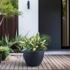 imageKante 142 Inch Round Concrete Planter  Classic Large IndoorOutdoor Plant Pot with Drainage Hole and Rubber Plug Suitable for Gardens and Patios White Finish with Aqua Blue InteriorCharcoal With Green Interior