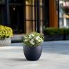 imageKante 142 Inch Round Concrete Planter  Classic Large IndoorOutdoor Plant Pot with Drainage Hole and Rubber Plug Suitable for Gardens and Patios White Finish with Aqua Blue InteriorCharcoal With Green Interior