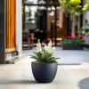 imageKante 142 Inch Round Concrete Planter  Classic Large IndoorOutdoor Plant Pot with Drainage Hole and Rubber Plug Suitable for Gardens and Patios White Finish with Aqua Blue InteriorCharcoal With Green Interior