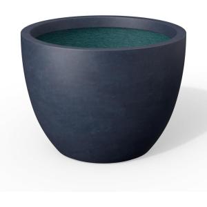 imageKante 142 Inch Round Concrete Planter  Classic Large IndoorOutdoor Plant Pot with Drainage Hole and Rubber Plug Suitable for Gardens and Patios White Finish with Aqua Blue InteriorCharcoal With Green Interior