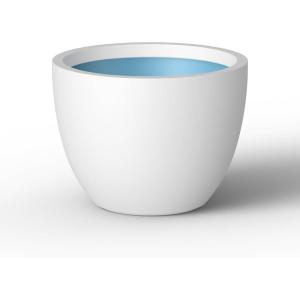 imageKante 142 Inch Round Concrete Planter  Classic Large IndoorOutdoor Plant Pot with Drainage Hole and Rubber Plug Suitable for Gardens and Patios White Finish with Aqua Blue InteriorWhite With Blue Interior