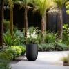 imageKante 165 Inch Tall Concrete Planter Large Indoor Outdoor Plant Pot with Drainage Smooth White Finish with Aqua Blue Interior Ideal for Porch Home Garden PatioBlack