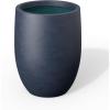 imageKante 165 Inch Tall Concrete Planter Large Indoor Outdoor Plant Pot with Drainage Smooth White Finish with Aqua Blue Interior Ideal for Porch Home Garden PatioCharcoal