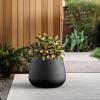 imageKante Curva Series Planter 125 Inch Round Concrete Flower Pot with Draiange Hole and Rubber Plug Suitable for Indoor Plants Home Garden Patio CharcoalBlack