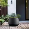 imageKante Curva Series Planter 125 Inch Round Concrete Flower Pot with Draiange Hole and Rubber Plug Suitable for Indoor Plants Home Garden Patio CharcoalBlack