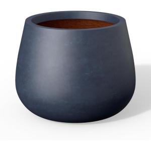 imageKante Curva Series Planter 125 Inch Round Concrete Flower Pot with Draiange Hole and Rubber Plug Suitable for Indoor Plants Home Garden Patio CharcoalCharcoal