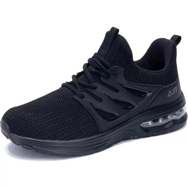 imagePERSOUL Mens Air Running Shoes Athletic Tennis Sneakers Lightweight Breathable Workout Gym Jogging Sport Shoes for Men Size713Allblack