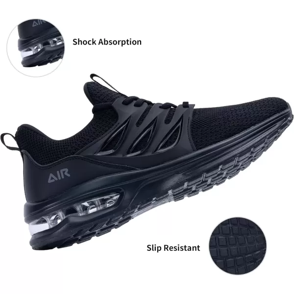 imagePERSOUL Mens Air Running Shoes Athletic Tennis Sneakers Lightweight Breathable Workout Gym Jogging Sport Shoes for Men Size713Allblack