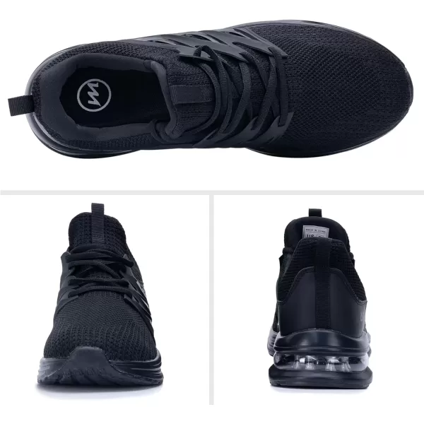 imagePERSOUL Mens Air Running Shoes Athletic Tennis Sneakers Lightweight Breathable Workout Gym Jogging Sport Shoes for Men Size713Allblack