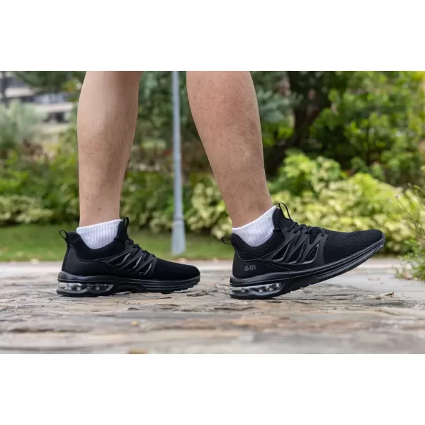 imagePERSOUL Mens Air Running Shoes Athletic Tennis Sneakers Lightweight Breathable Workout Gym Jogging Sport Shoes for Men Size713Allblack