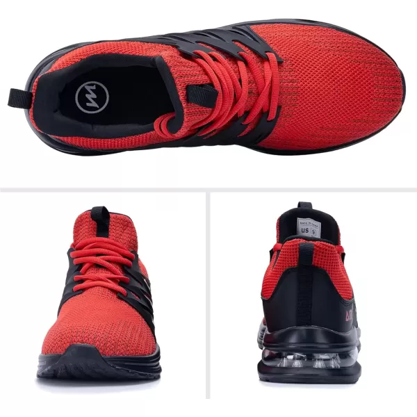imagePERSOUL Mens Air Running Shoes Athletic Tennis Sneakers Lightweight Breathable Workout Gym Jogging Sport Shoes for Men Size713Blackred