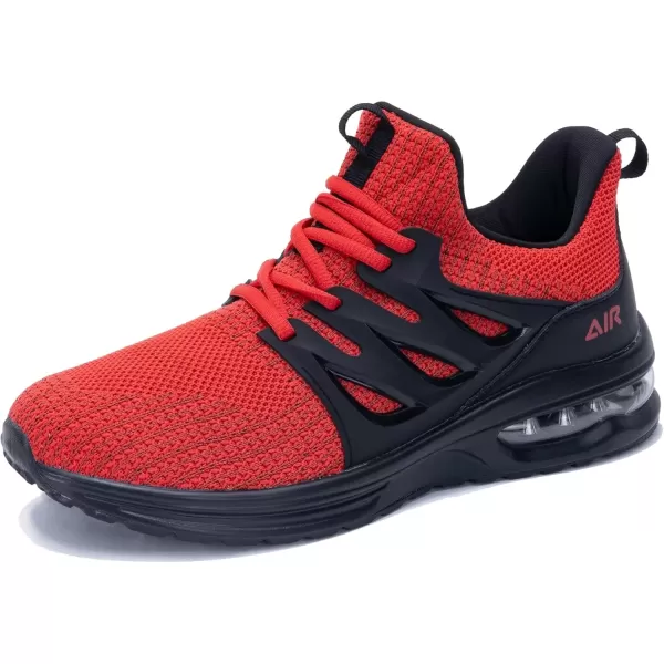 imagePERSOUL Mens Air Running Shoes Athletic Tennis Sneakers Lightweight Breathable Workout Gym Jogging Sport Shoes for Men Size713Blackred