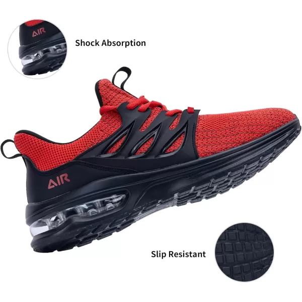 imagePERSOUL Mens Air Running Shoes Athletic Tennis Sneakers Lightweight Breathable Workout Gym Jogging Sport Shoes for Men Size713Blackred