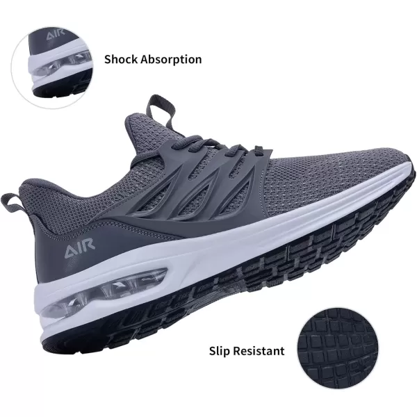 imagePERSOUL Mens Air Running Shoes Athletic Tennis Sneakers Lightweight Breathable Workout Gym Jogging Sport Shoes for Men Size713Grey