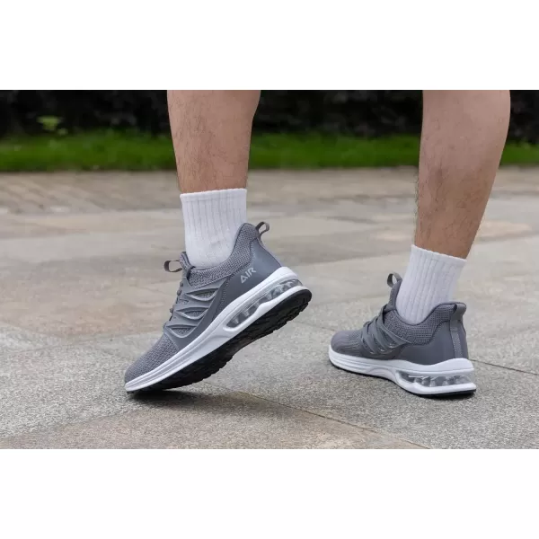 imagePERSOUL Mens Air Running Shoes Athletic Tennis Sneakers Lightweight Breathable Workout Gym Jogging Sport Shoes for Men Size713Grey