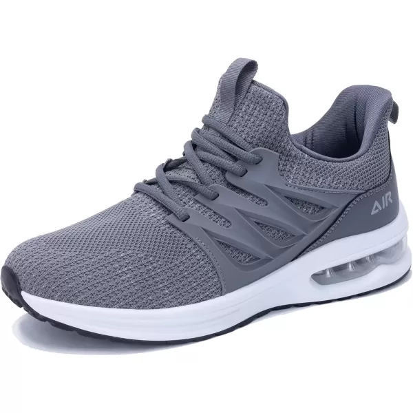 imagePERSOUL Mens Air Running Shoes Athletic Tennis Sneakers Lightweight Breathable Workout Gym Jogging Sport Shoes for Men Size713Grey