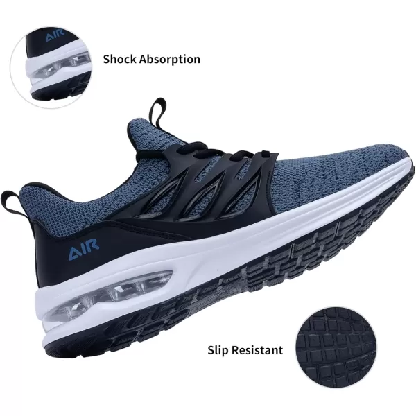 imagePERSOUL Mens Air Running Shoes Athletic Tennis Sneakers Lightweight Breathable Workout Gym Jogging Sport Shoes for Men Size713Greyblue