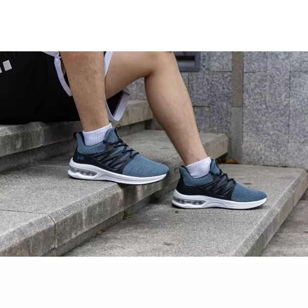 imagePERSOUL Mens Air Running Shoes Athletic Tennis Sneakers Lightweight Breathable Workout Gym Jogging Sport Shoes for Men Size713Greyblue