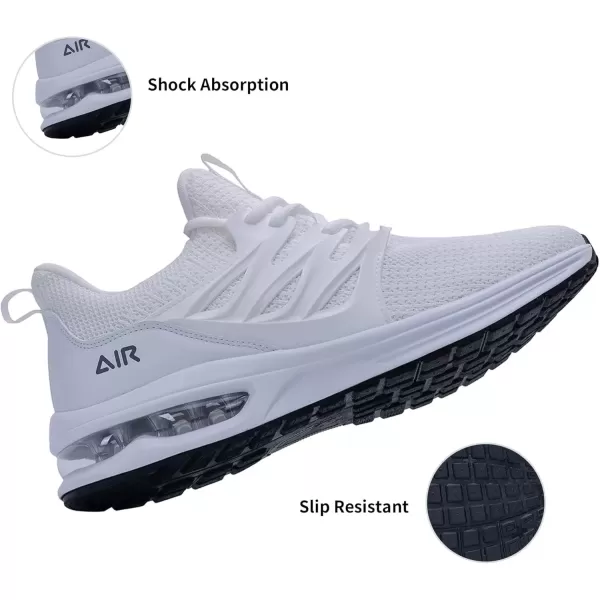 imagePERSOUL Mens Air Running Shoes Athletic Tennis Sneakers Lightweight Breathable Workout Gym Jogging Sport Shoes for Men Size713White