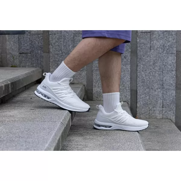 imagePERSOUL Mens Air Running Shoes Athletic Tennis Sneakers Lightweight Breathable Workout Gym Jogging Sport Shoes for Men Size713White