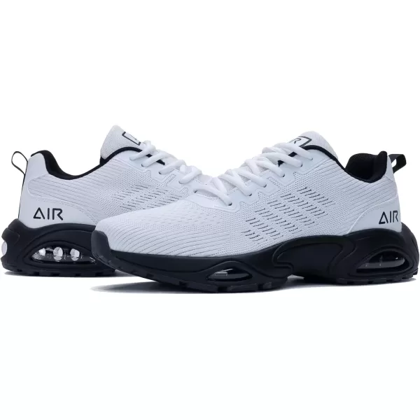 imagePERSOUL Mens Air Running Shoes Lightweight Breathable Athletic Tennis Gym Jogging SneakersBlackWhite