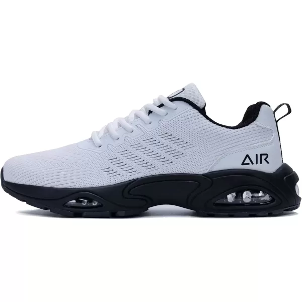 imagePERSOUL Mens Air Running Shoes Lightweight Breathable Athletic Tennis Gym Jogging SneakersBlackWhite