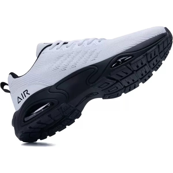 imagePERSOUL Mens Air Running Shoes Lightweight Breathable Athletic Tennis Gym Jogging SneakersBlackWhite