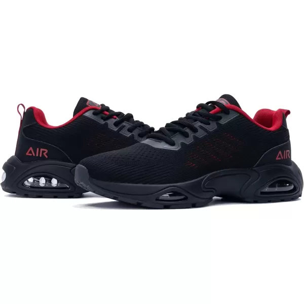 imagePERSOUL Mens Air Running Shoes Lightweight Breathable Athletic Tennis Gym Jogging SneakersBlackred