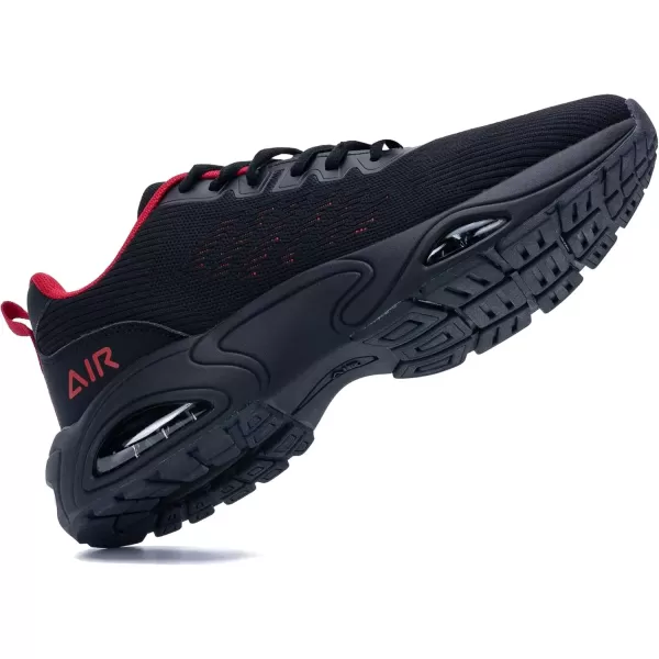 imagePERSOUL Mens Air Running Shoes Lightweight Breathable Athletic Tennis Gym Jogging SneakersBlackred