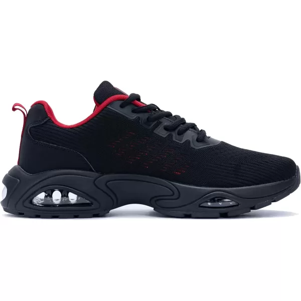 imagePERSOUL Mens Air Running Shoes Lightweight Breathable Athletic Tennis Gym Jogging SneakersBlackred