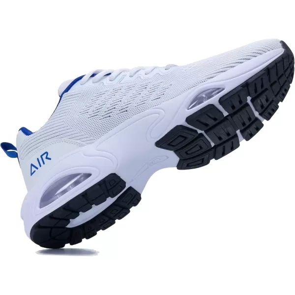 imagePERSOUL Mens Air Running Shoes Lightweight Breathable Athletic Tennis Gym Jogging SneakersWhiteblue
