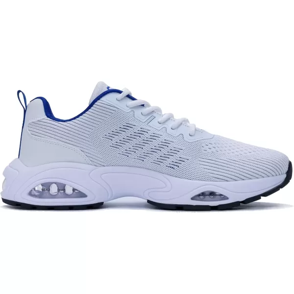 imagePERSOUL Mens Air Running Shoes Lightweight Breathable Athletic Tennis Gym Jogging SneakersWhiteblue