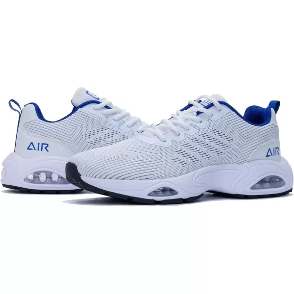 imagePERSOUL Mens Air Running Shoes Lightweight Breathable Athletic Tennis Gym Jogging SneakersWhiteblue