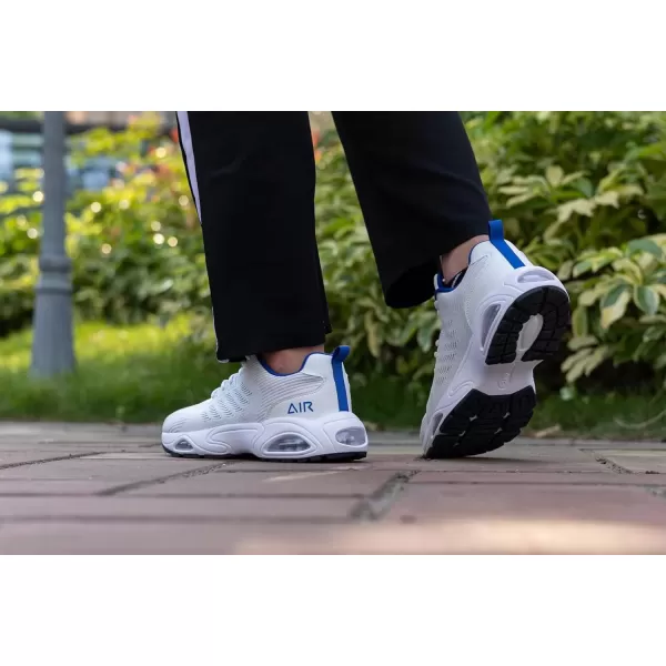 imagePERSOUL Mens Air Running Shoes Lightweight Breathable Athletic Tennis Gym Jogging SneakersWhiteblue