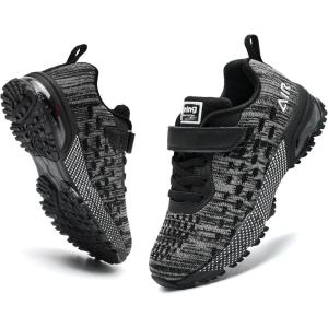imagePERSOUL Air Shoes for Boys Girls Kids Children Tennis Sports Athletic Gym Running SneakersBlack Grey