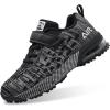 imagePERSOUL Kids Shoes for Boys Girls Children Tennis Sports Athletic School Running SneakersBlack Grey