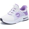 imagePERSOUL Kids Air Running Shoes Boys Girls Slip On Tennis Athletic Sneakers Breathable Lightweight Walking School Jogging Non Slip Footwear WhitePurple Little Kid 115