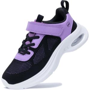 imagePERSOUL Girls Air Running Shoes Boys Kids Child Slip On Walking Comfort Tennis Sneakers Athletic Lightweight Shoes BlackPurple Size Little Kid 25