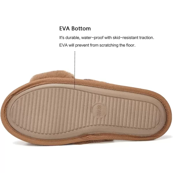 WateLves Women's Cross Band Slide Slippers Soft Plush Furry House Shoes Non Slip Indoor Outdoor Slippers Cozy Open Toe Slip On