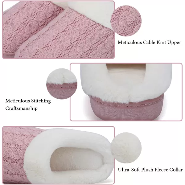 WateLves Women's Memory Foam Slippers Knitted Fur Collar House Shoes Anti-Skid Sole for Indoor &amp; Outdoor
